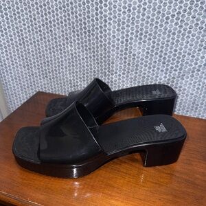 wild fable Black Patent Slide Mules with Low Block Heel
